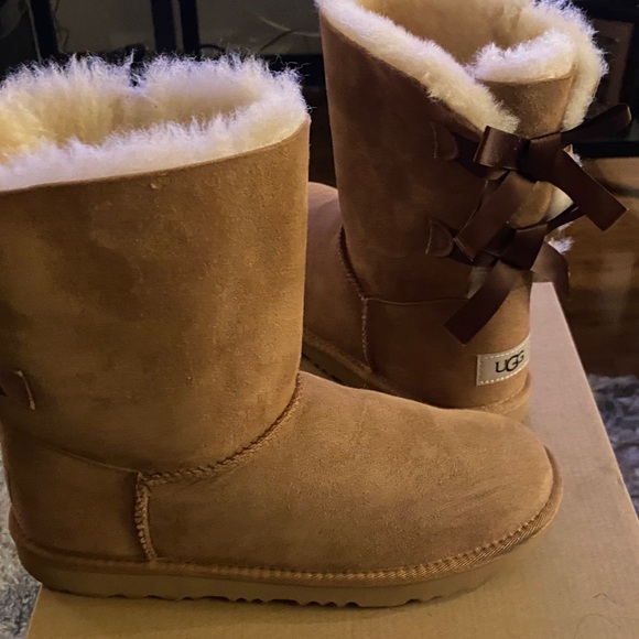 UGG Women's Brown Sheepskin Boots with Bows